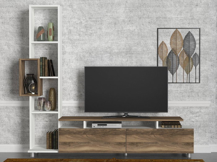 Hanah Home Tulip Mueble de TV Blanco y Nogal